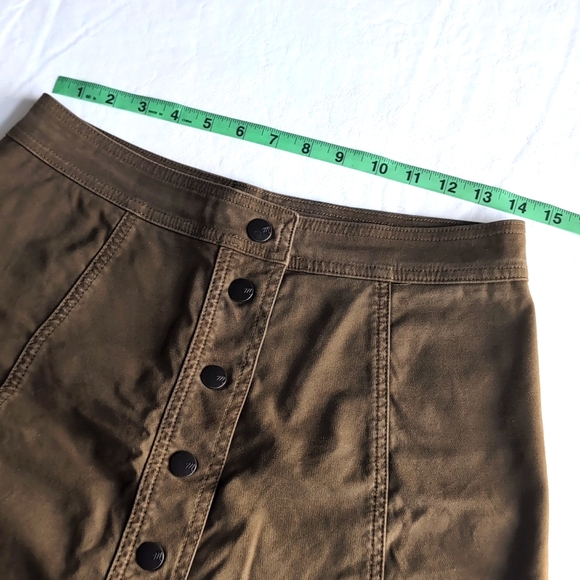 Madewell Metropolis Snap A-Line Dark Olive Green Skirt Women's Size 6 - Picture 5 of 7